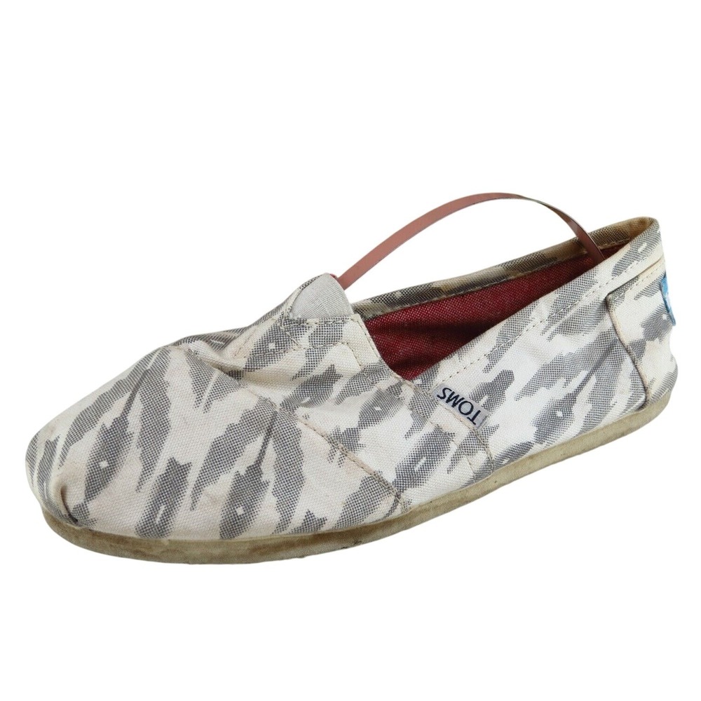 Toms Women Sz 8‎ M Gray Flat Fabric Shoes